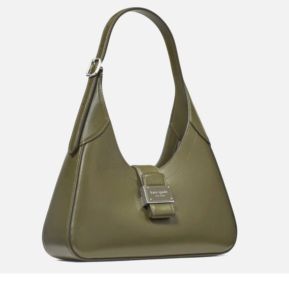 New Kate Spade Nouveau Small Shoulder Bag Smooth Leather Seaweed - Picture 3 of 5